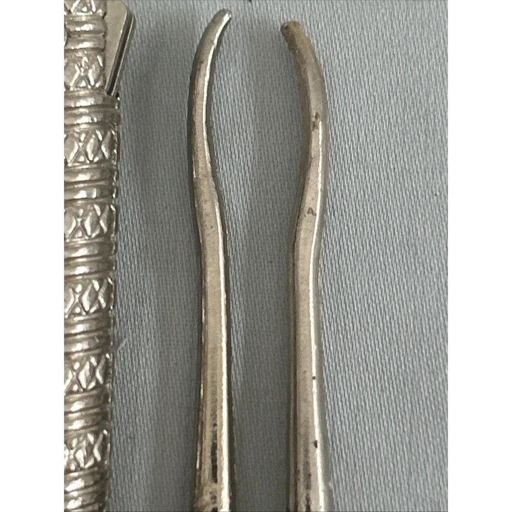 Vintage Ornate Nutcracker &  Pick Set Silver Tone Metal Crab Seafood Tool